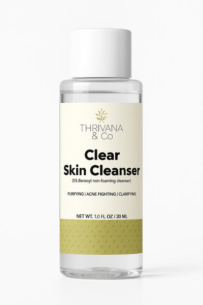 Thrivana & Co Clear Skin Cleanser bottle on a white background