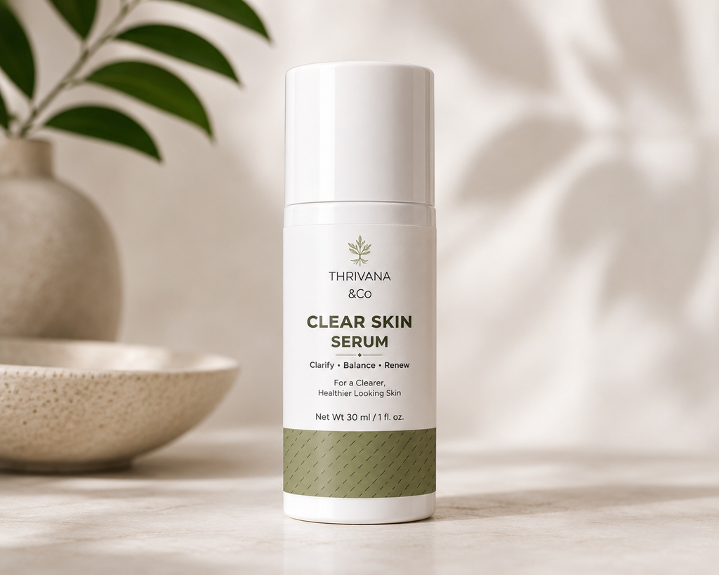 Thrivana & Co.
Clear Skin Serum
30 ml | 1 fl. oz.
Clarify. Balance. Renew.