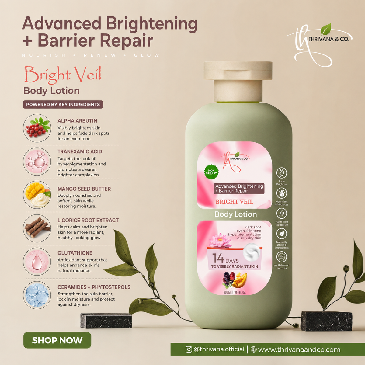 Bright Veil Skin Brightening Lotion 300ml/10oz